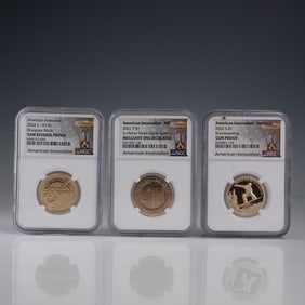 3pc American Innovation Dollar Coins, Gem and Brillian Uncirculated