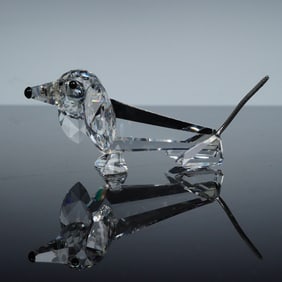 Swarovski Crystal Figurine, Dachshund Large w/Braided Tail (Var.2)