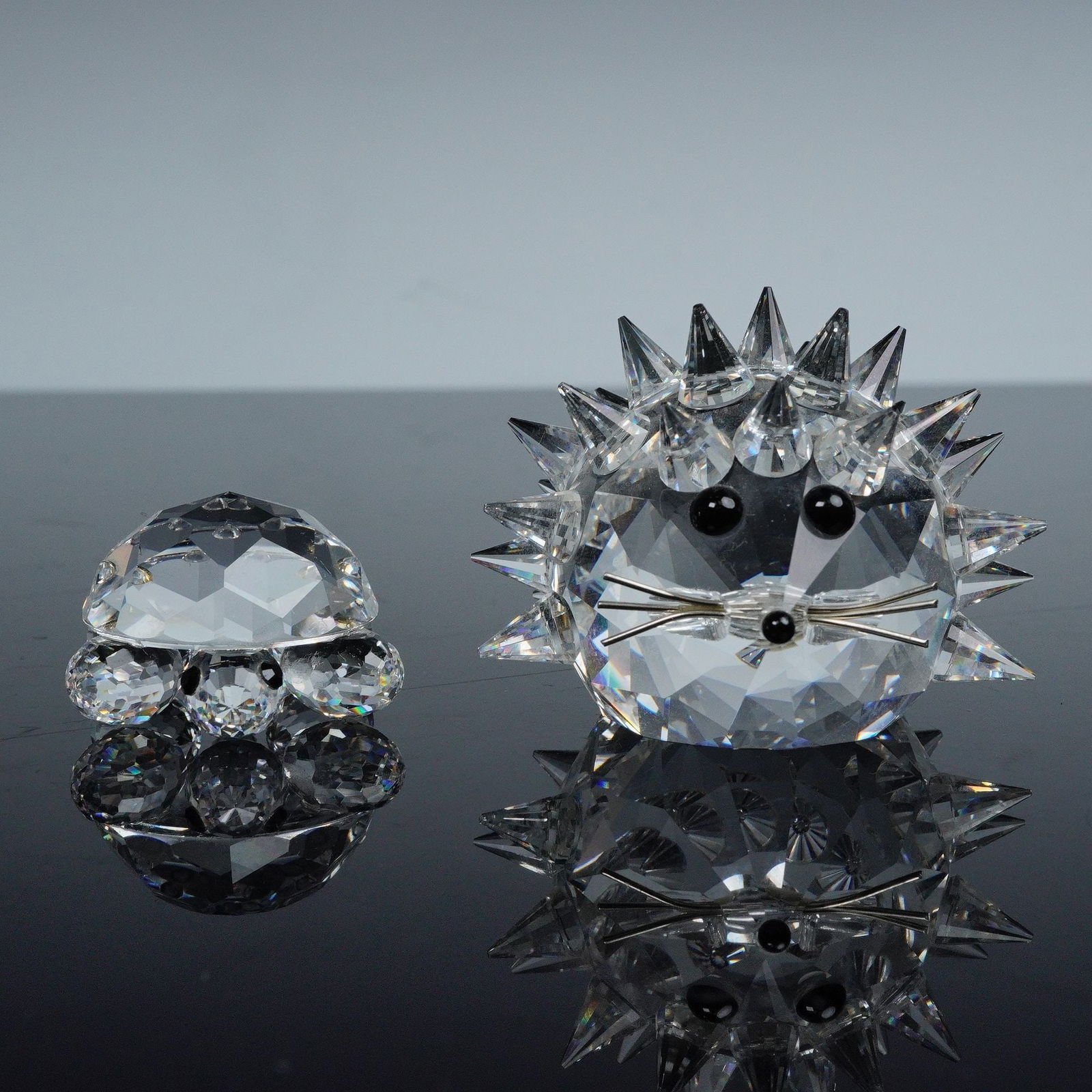 2pc Swarovski Silver Turtle and Hedgehog Figurines (1 of 6)