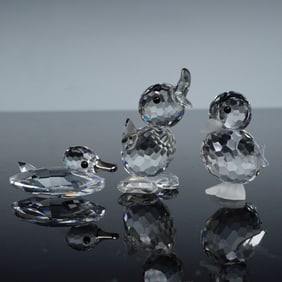 3pc Swarovski Crystal Figurines, Duck, Standing Duck, and Drake