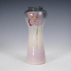 Weller Pottery Vase with Pink Floral Decoration