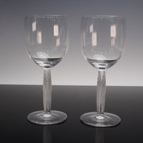 2pc Lalique Crystal Diamant Water Goblets