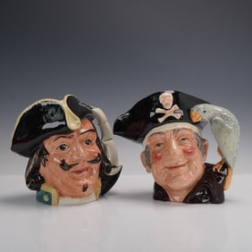 2pc Royal Doulton Jugs, Long John Silver D6335 & Capt. Henry Morgan D6467