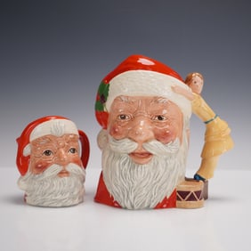 2pc Royal Doulton Small & Large Character Jugs, Santa Claus D6668,6705