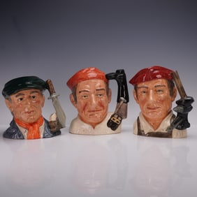 3pc Royal Doulton Large Character Jugs- D6819, D6572 & D6571