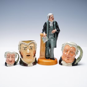4pc Royal Doulton Figurine and Character Jugs, The Lawyers