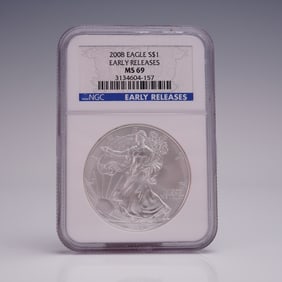 2008 American Silver Eagle First Release Dollar Coin NGC Graded MS 69