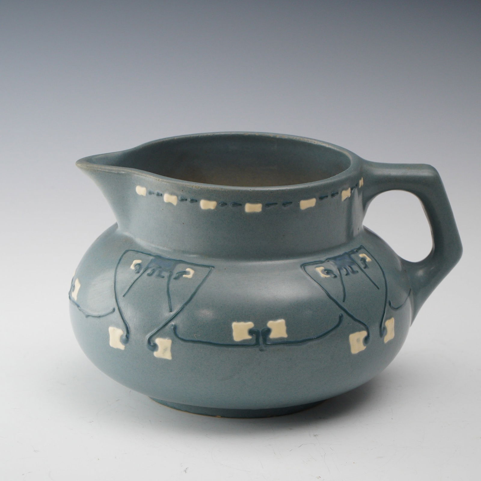Roseville Pottery Aztec Blue Glaze Creamer (1 of 4)