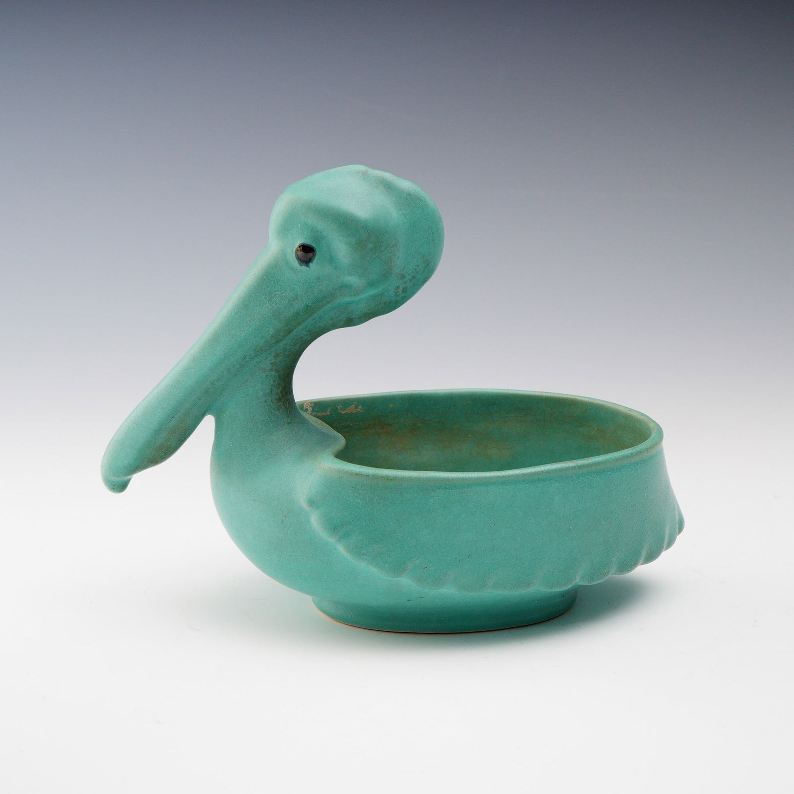 Weller Pottery Matte Turquoise Glaze Pelican Figural Bowl (1 of 5)