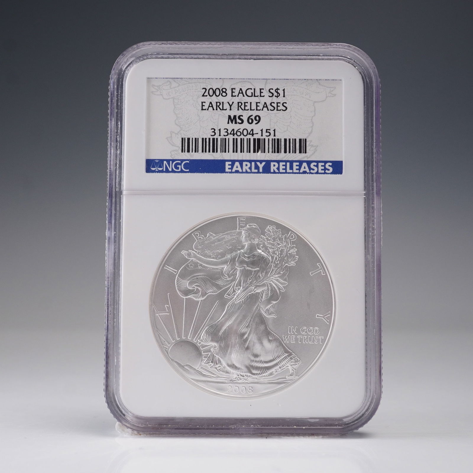 2008 American Silver Eagle Type 1 Dollar NGC Graded MS 69 Early Releases (1 of 4)