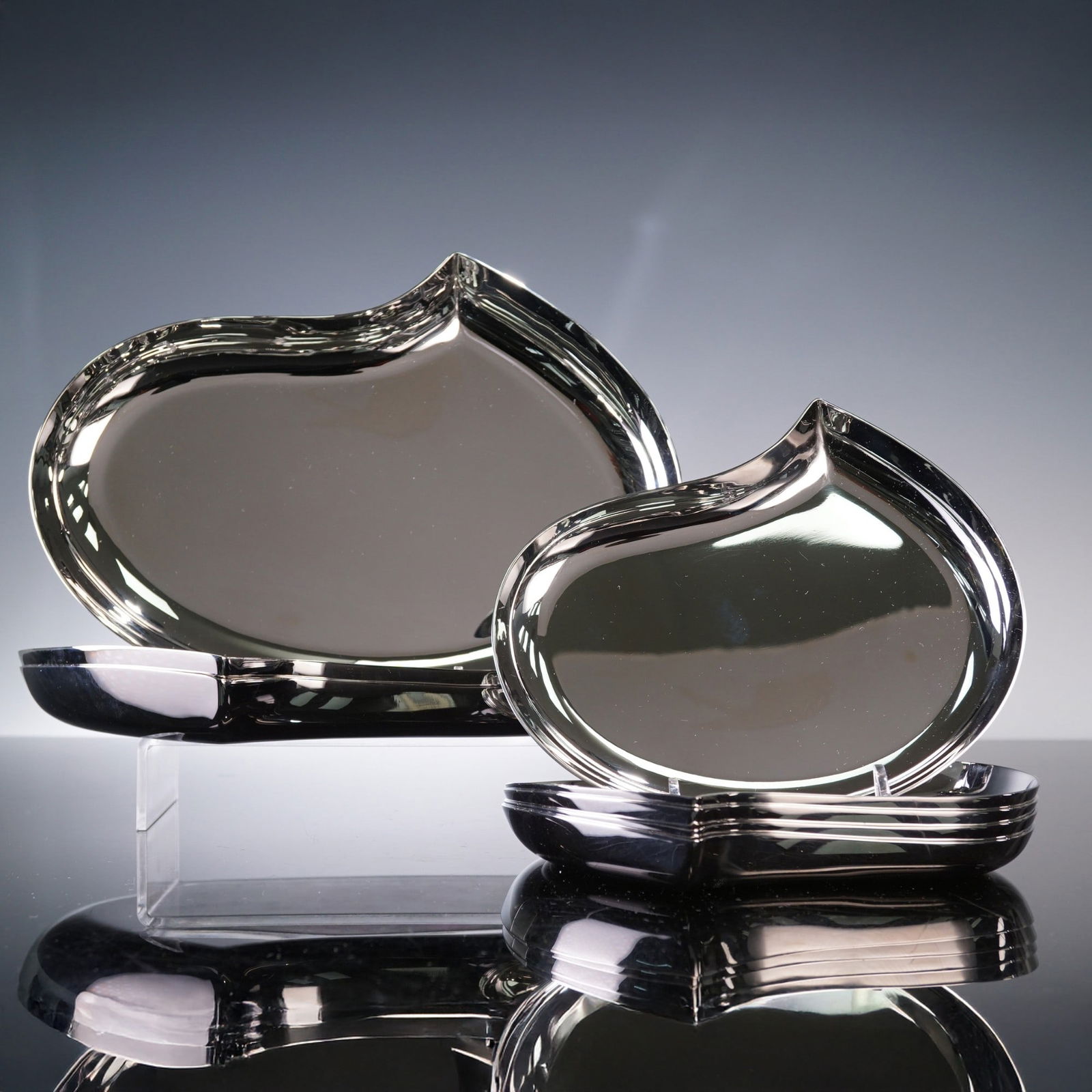 Set of 8 Georg Jensen Bloom Mirror Polished Stainless Steel Trays (1 of 4)