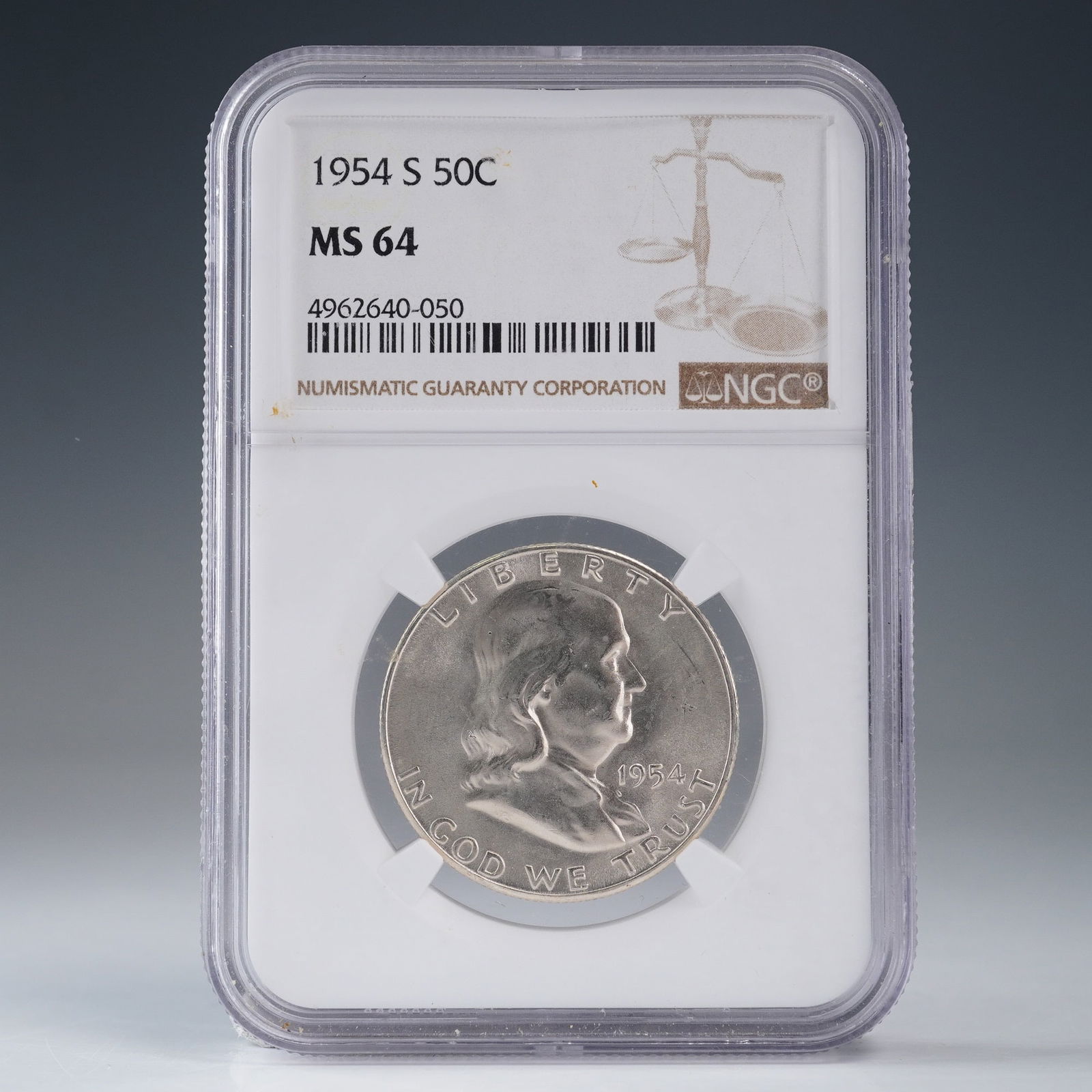 1954-S Franklin Silver Half Dollar NGC Graded MS 64 (1 of 4)