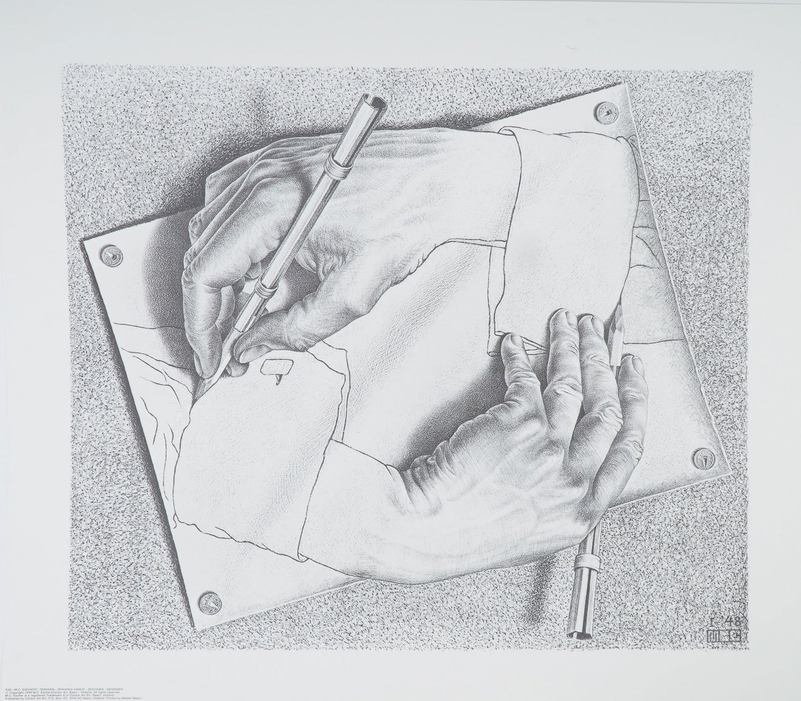 M.C. Escher, Surrealist Lithograph on Paper, Drawing Hands (1 of 4)