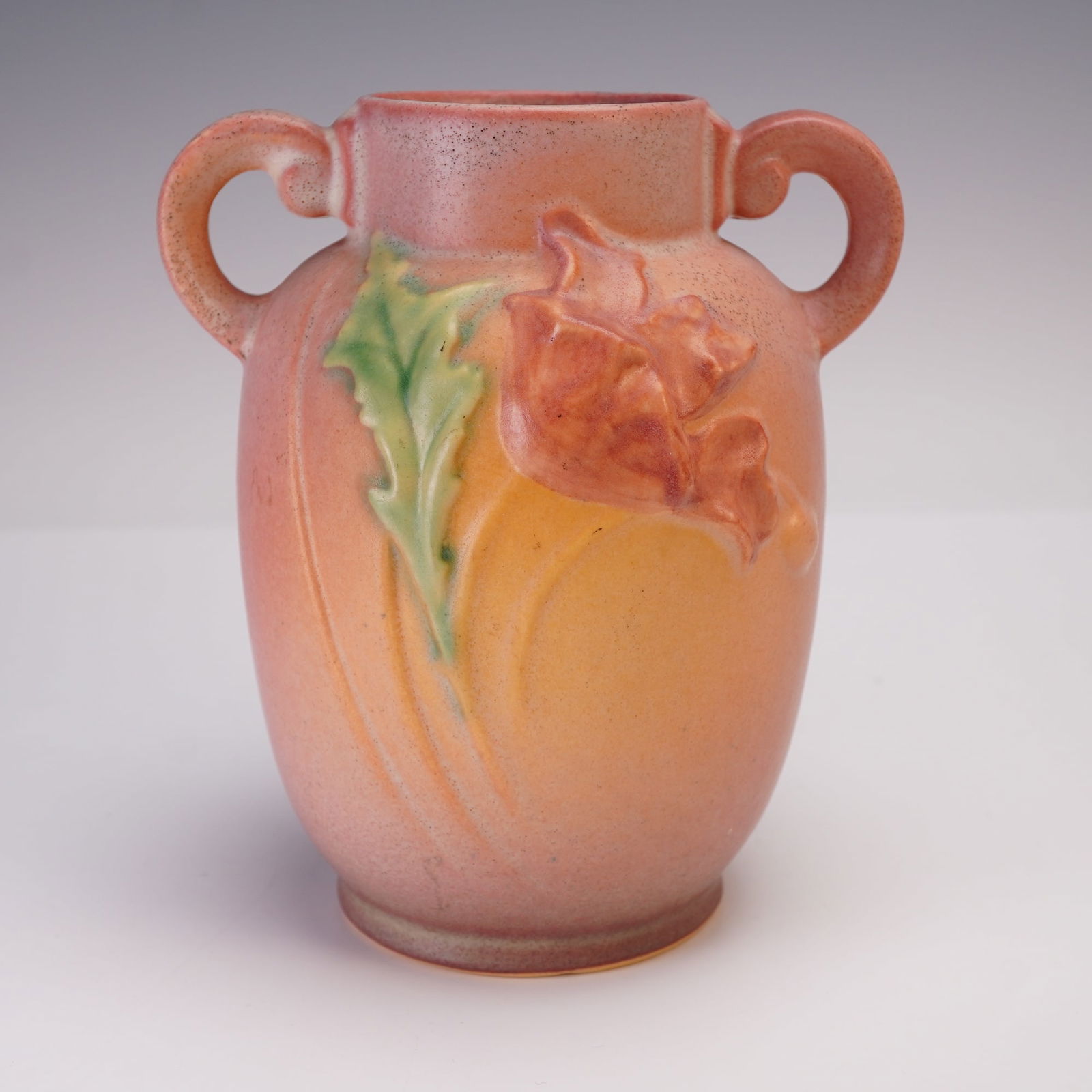 Roseville Pottery Two Handled Vase, Poppy (1 of 6)