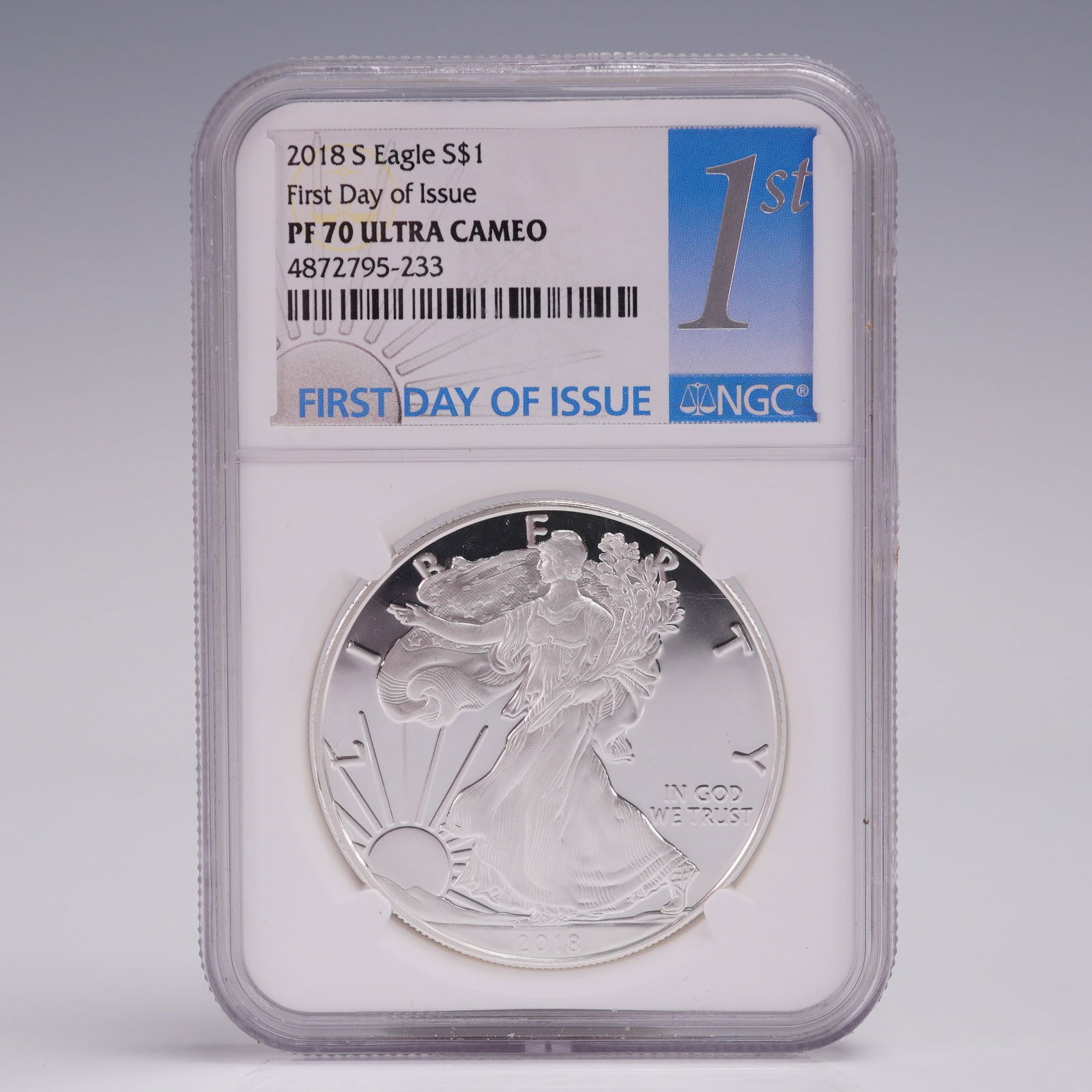 2018-S American Silver Eagle First Day Dollar NGC Graded PF 70 Ultra Cameo (1 of 4)