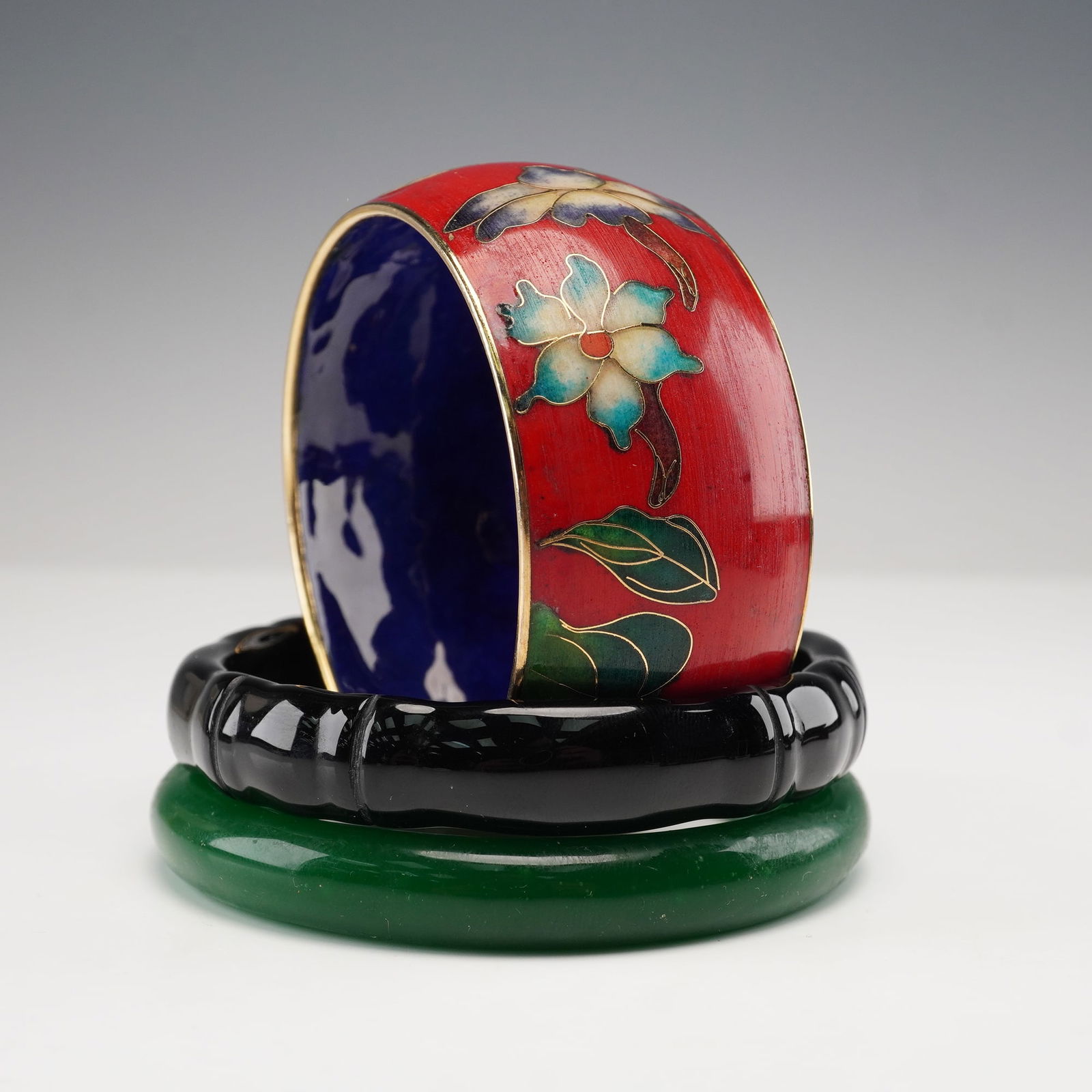 3pc Cloisonne and Bakelite Bangle Bracelets (1 of 8)