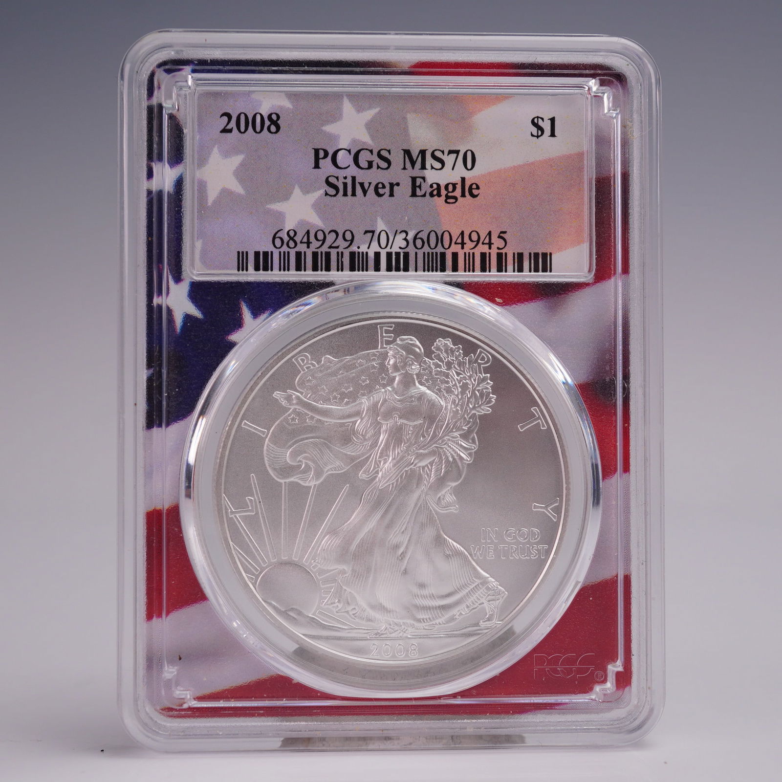 2008 American Silver Eagle One Dollar Coin PCGS Graded MS 70 (1 of 3)
