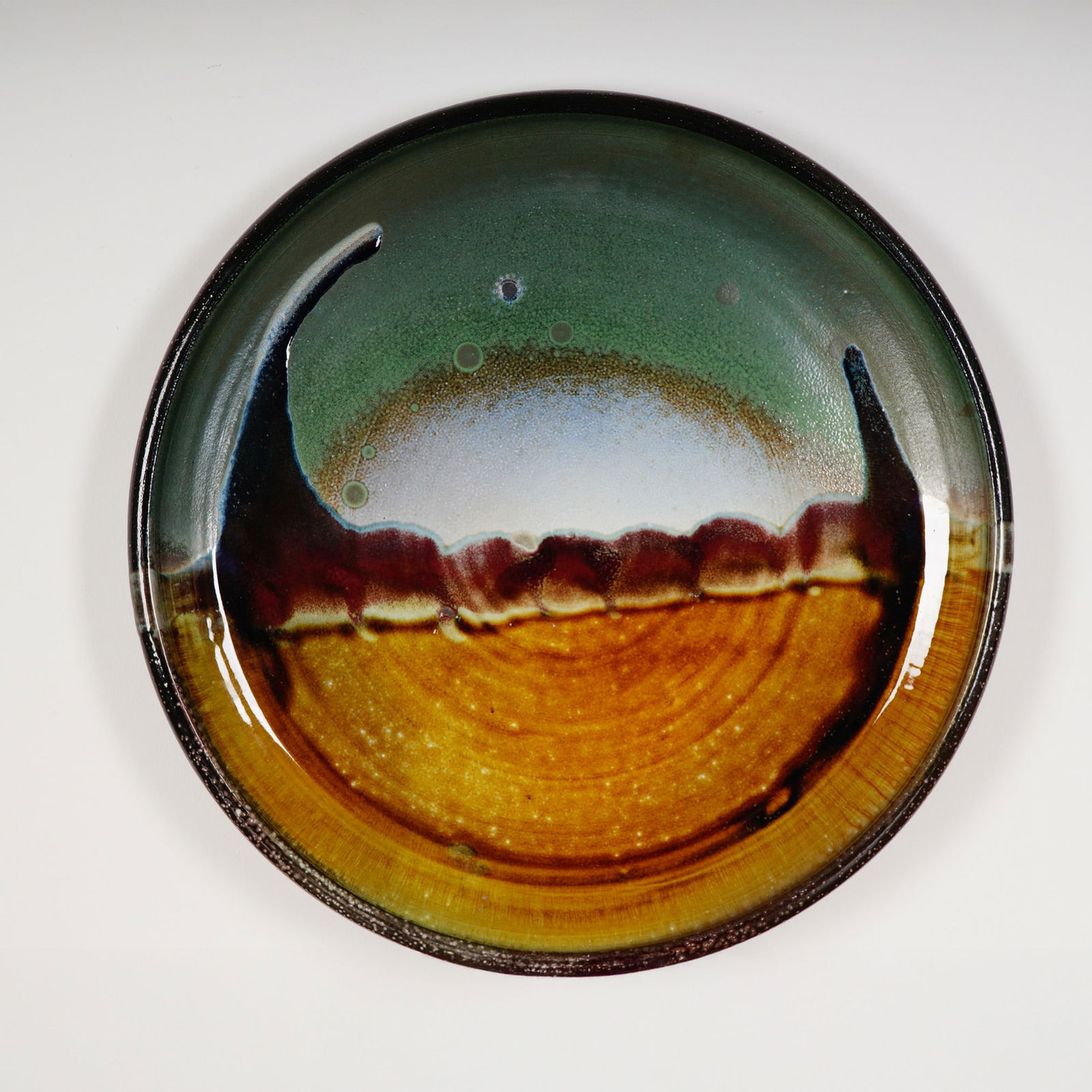 Large Size Studio Pottery Landscape Glazed Charger (1 of 6)