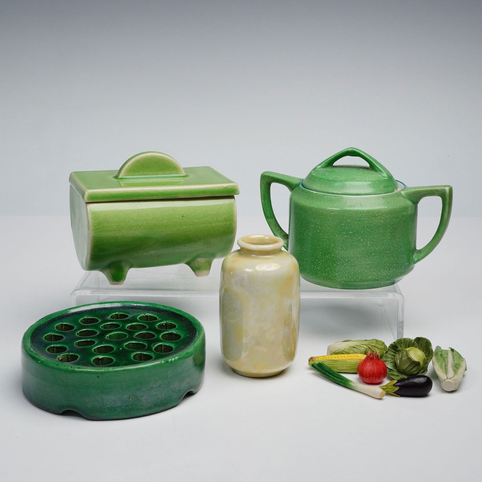 5pc Collection of Japanese Art Pottery Pieces,Ceramics & Flower Frog (1 of 6)