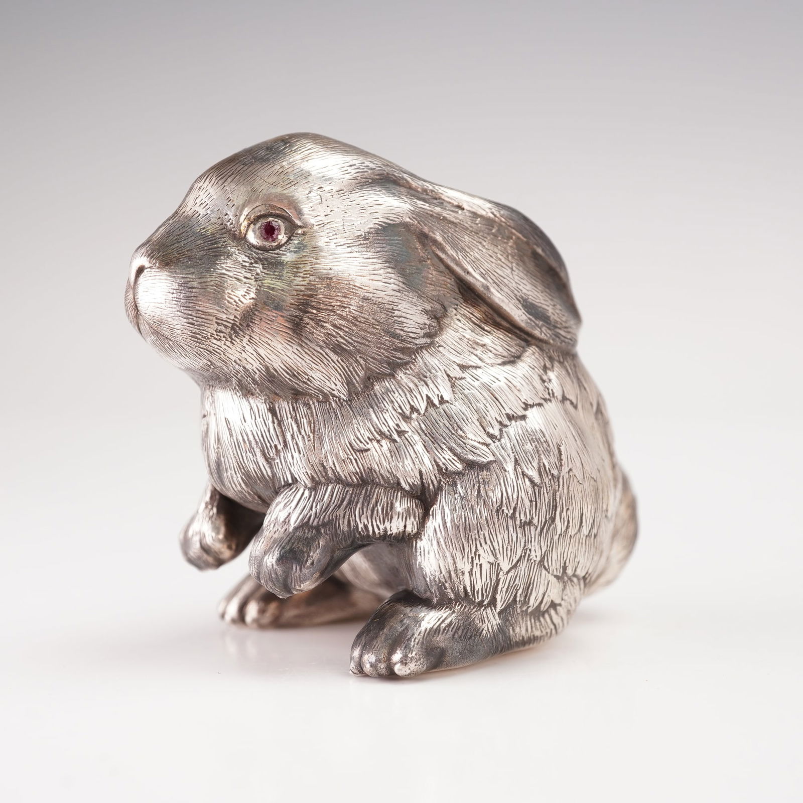 Russian 84 Silver Bunny Figurine with Ruby Eyes (1 of 6)