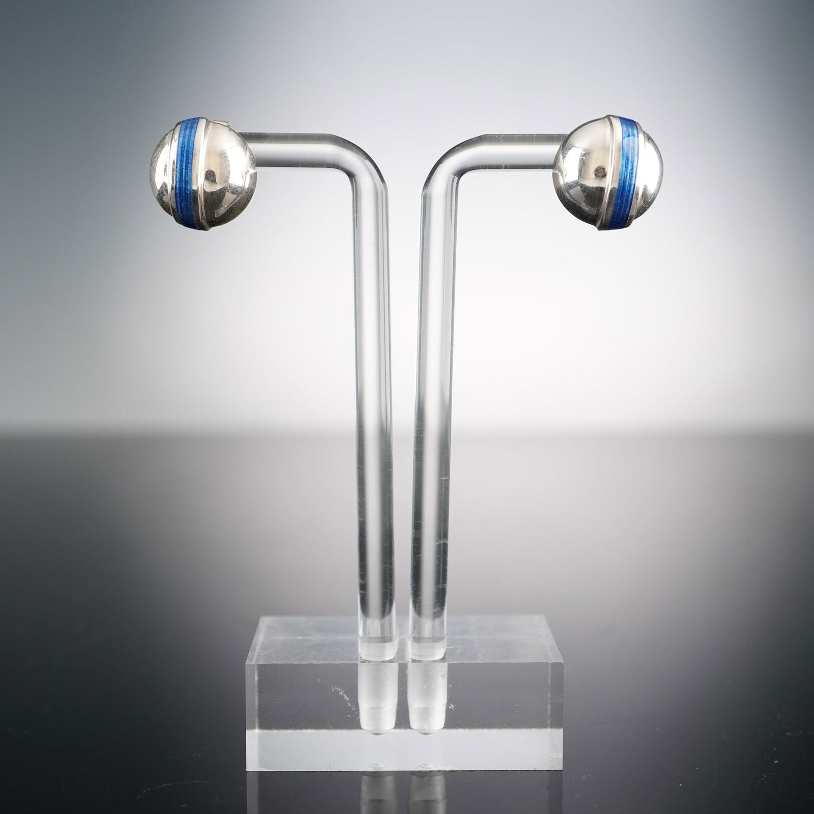 Pair of Tiffany & Co. Sterling Silver and Blue Enamel Earrings (1 of 6)