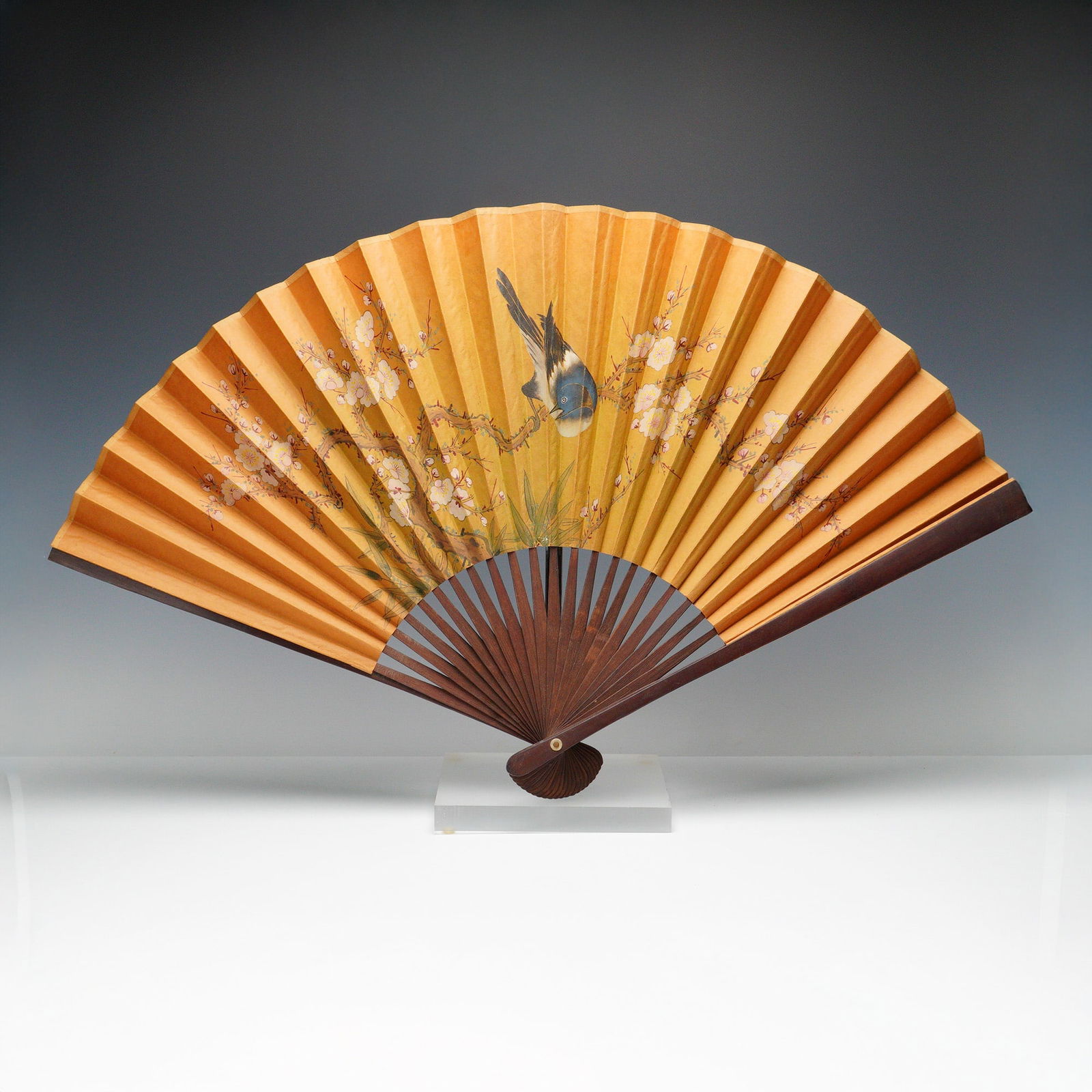 Japanese Hand Painted Wall Hanging Fan, Birds and Blossoms (1 of 6)