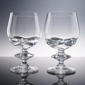 Pair of Lalique Crystal Sherry Glasses, Blois