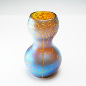 Attributed to Tiffany Studios Favrile Glass Iridescent Vase, Signed LCT