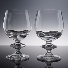 Pair of Lalique Crystal Sherry Glasses, Blois