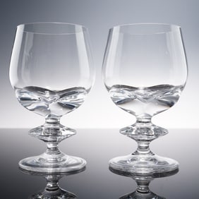 Pair of Lalique Crystal Sherry Glasses, Blois