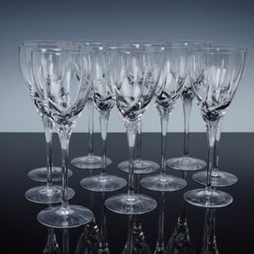 11pc Lenox Water Goblets, Sea Swirl