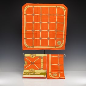 3pc Hermes Paris Cotton Placemat and Napkins