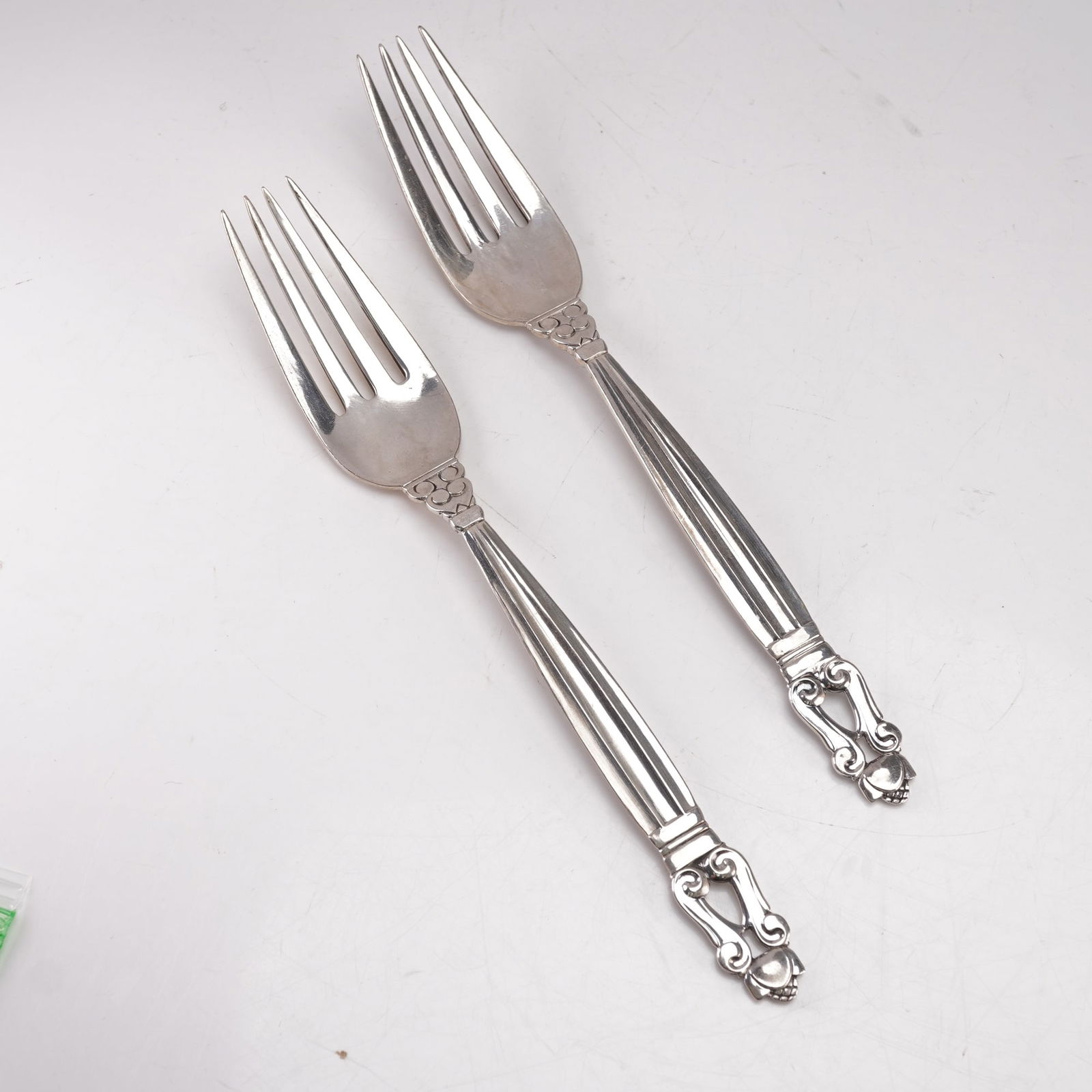2pc Georg Jensen Sterling Silver Dinner Forks, Acorn (1 of 7)
