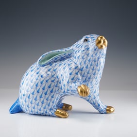 Herend Porcelain Blue Figurine, Rabbit