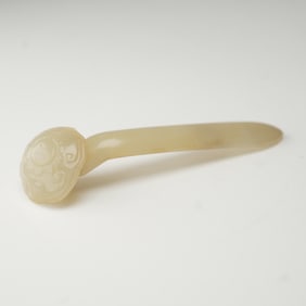 Chinese Nephrite Jade Ruyi Scepter Form Hairpin