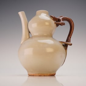 Chinese Qingbai Ware Double Gourd Ewer with Chilong Handle