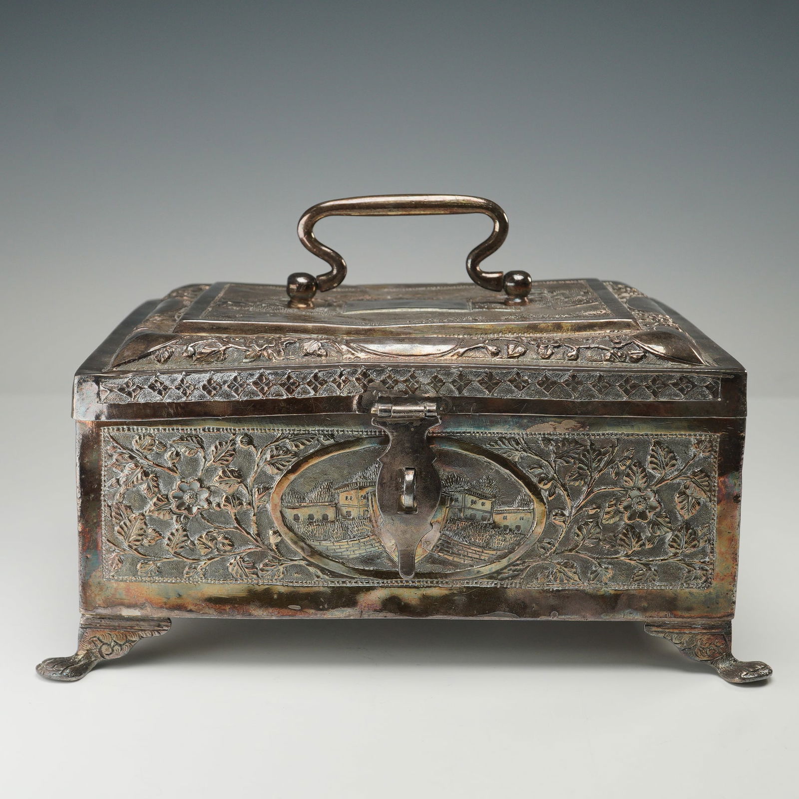 Indian Silver Repousse Rectangular Box (1 of 7)