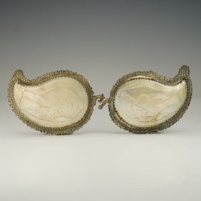 2pc Indian Mother of Pearl and Metal Peacock Belt Buckle Set