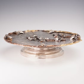 Gorham Mixed Metal Spider Web Tray by Theodore B. Starr, ca. 1880-90