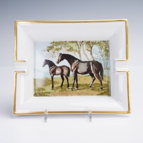 Hermes Paris Porcelain Ashtray with Equestrian Motif