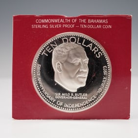 1973 Franklin Mint Bahamas Ten Dollar Coin Silver Proof