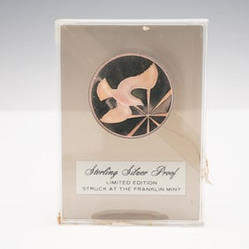 Limited Edition Franklin Mint Dove of Peace Stirling Silver Coin