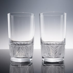 Pair of Lalique Crystal Flat Tumblers, Flammes