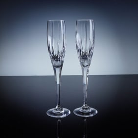 2pc Mikasa Crystal Champagne Flutes, Arctic Lights