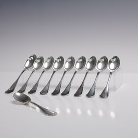 10pc Continental Silver Demitasse Spoons + Teaspoon, Marked 800