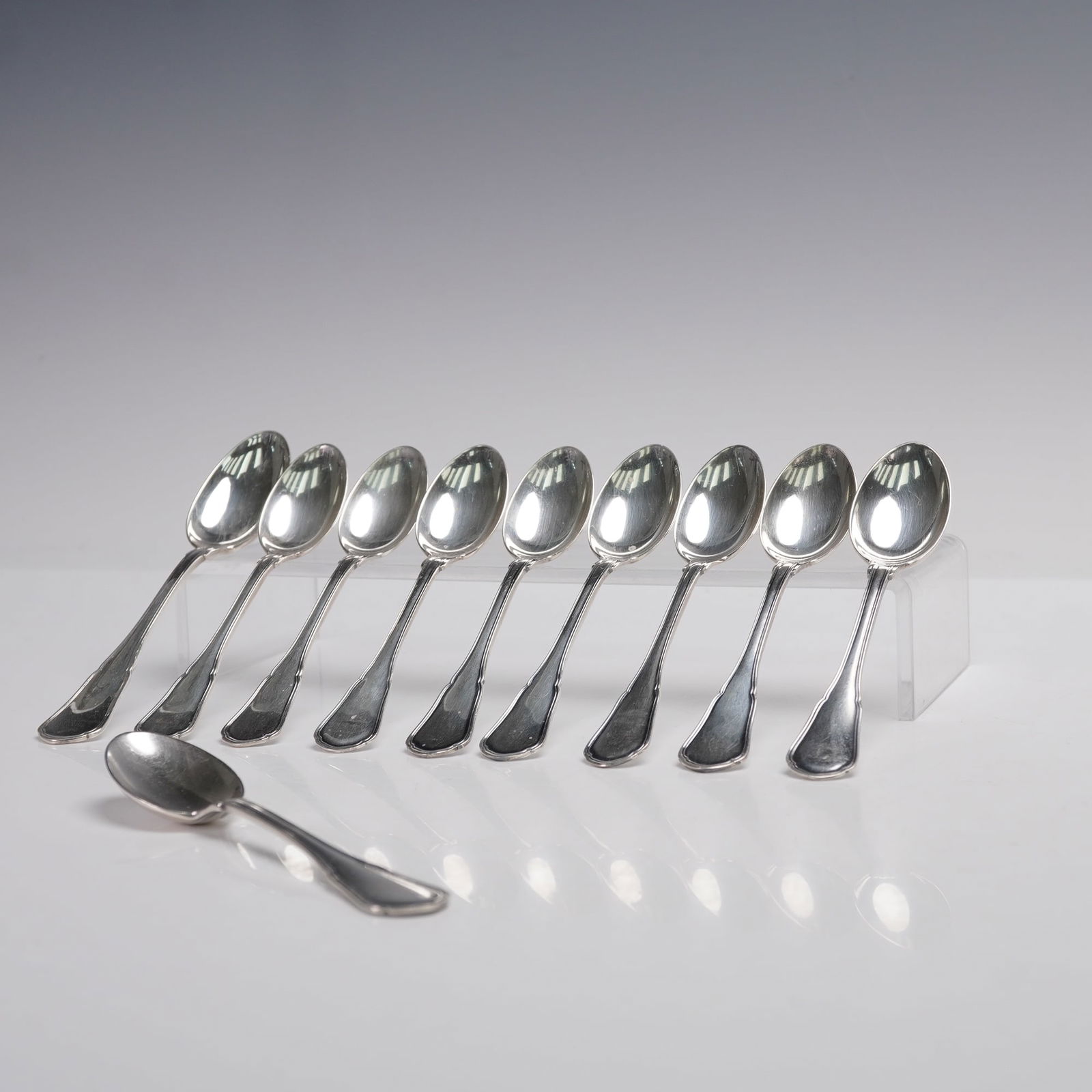 10pc Continental Silver Demitasse Spoons + Teaspoon, Marked 800 (1 of 6)