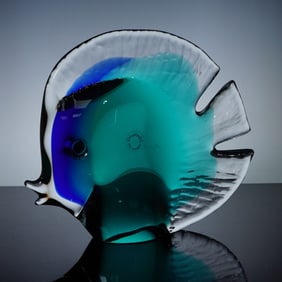 Vincenzo Nason & Cie Murano Glass Turquoise Angelfish Sculpture