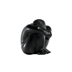 Lalique Nude Black Crystal Figurine, Nahbi Meditating, Sealed Box