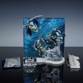 4pc Swarovski Wonders of The Sea Figurine, Community, Plaque & Shells
