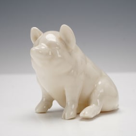 Belleek Porcelain Figurine, Sitting Pig